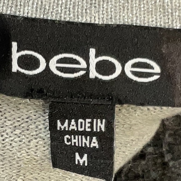 Bebe Metallic Gray Shimmer Sweater Dress Navy Stripe Size Medium M Y2K - Picture 4 of 6